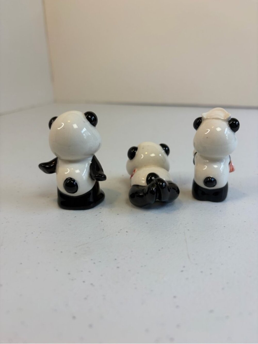 Vintage 1960s Japan Porcelain Panda Bear Set Figurine kitsch 60s Nurse gift - Picture 5 of 7